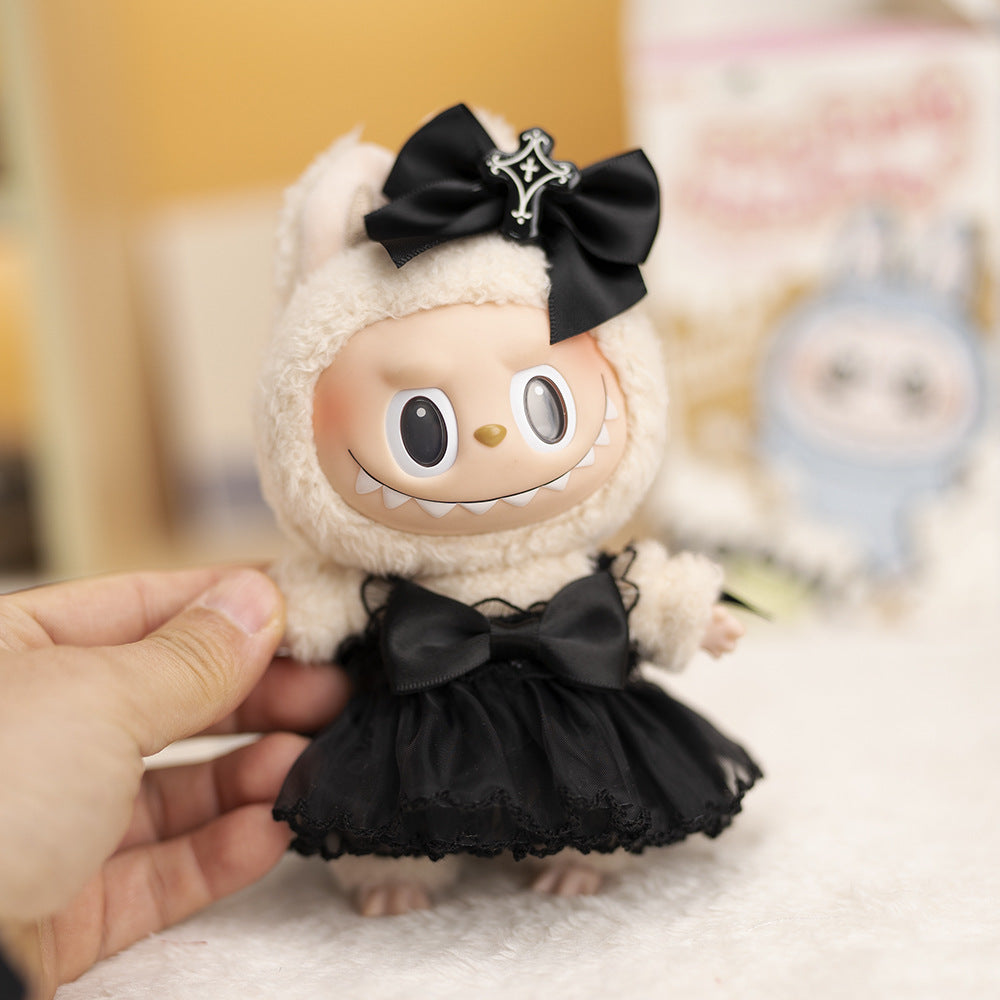 Labubu Keychain Dark Angel Dress - Black Devil Chiffon Skirt for Plush Doll Clothes Change