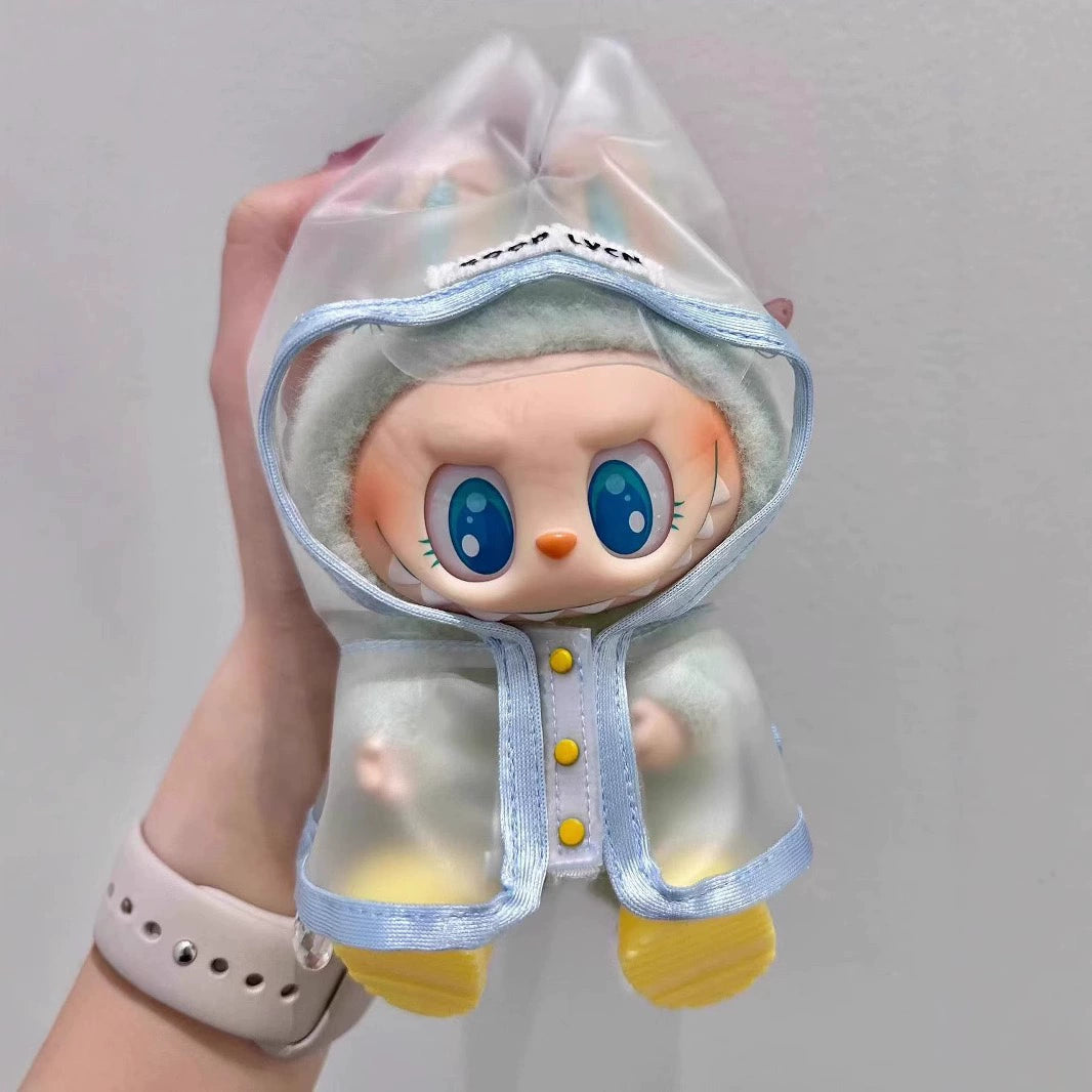 17cm LABUBU Transparent Raincoat | Doll Clothes | Without Shoes