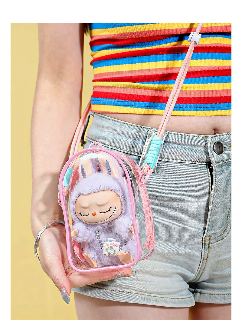 LABUBU Cotton Doll PVC Clear Itabag | Dustproof Carrier for Outings, Display & Charm Storage