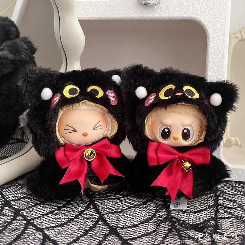 NEW 17cm Labubu Halloween Suit Set - Black Cat Shawl Cape (Fits Gen1/2)