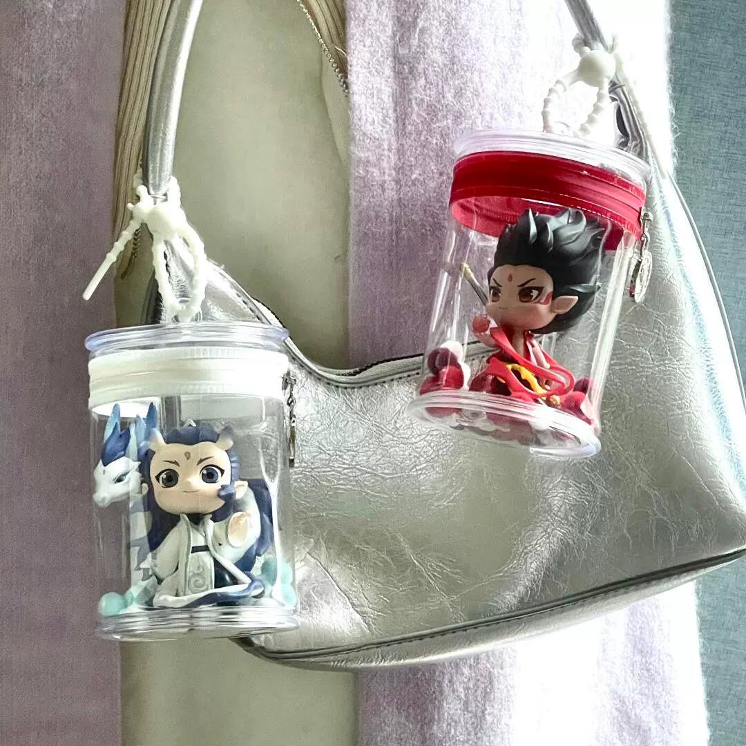 Clear PVC Cylinder Case for Blind Box Toys - Dustproof Zipper Bag & Keychain Display