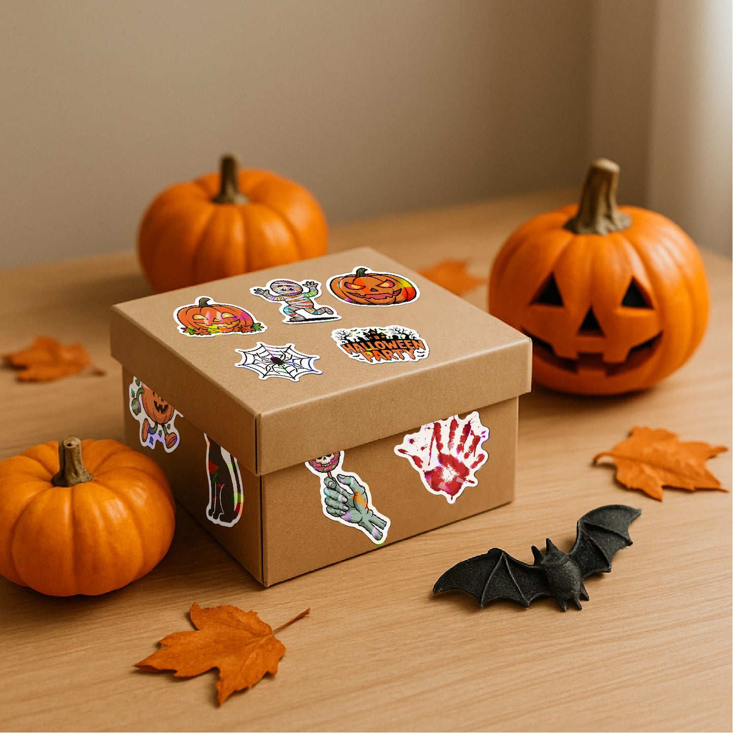 2025 Halloween Stickers - Holographic Waterproof Decals for Cups, Party Gifts, Decor