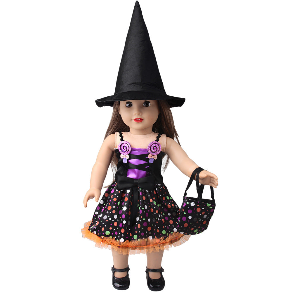 American Girl Doll Halloween Costume - 18 Inch Black & Purple 2-Piece Outfit Set for 18" Dolls (Like AG) | Spooky Holiday Dress