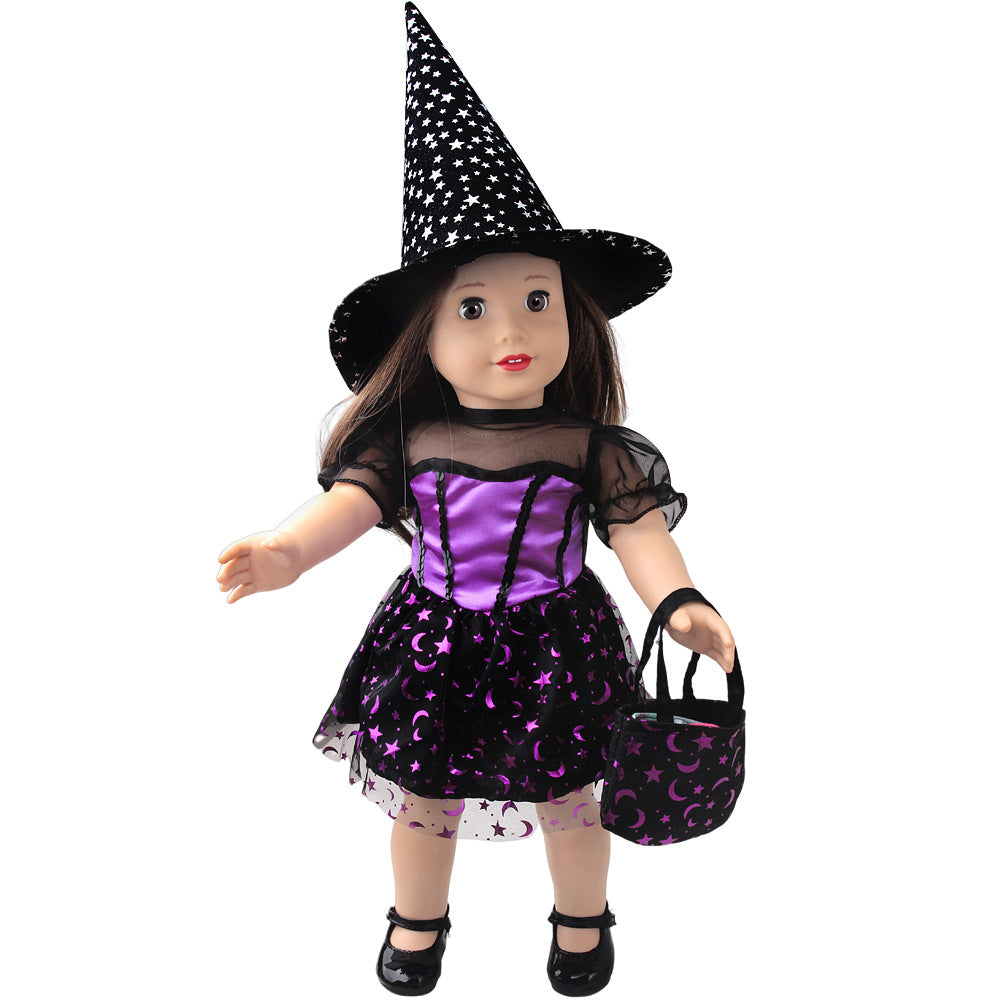 American Girl Doll Halloween Costume - 18 Inch Black & Purple 2-Piece Outfit Set for 18" Dolls (Like AG) | Spooky Holiday Dress