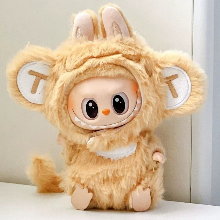 New Labubu Series 1/2 Monkey Outfit - Cute Onesie with Big Ears Hat for Vinyl Doll