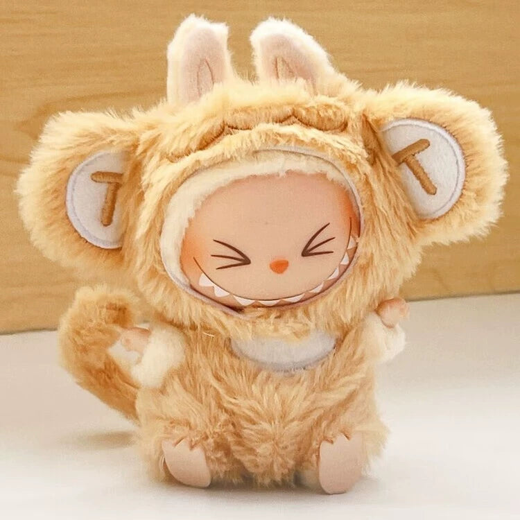 New Labubu Series 1/2 Monkey Outfit - Cute Onesie with Big Ears Hat for Vinyl Doll