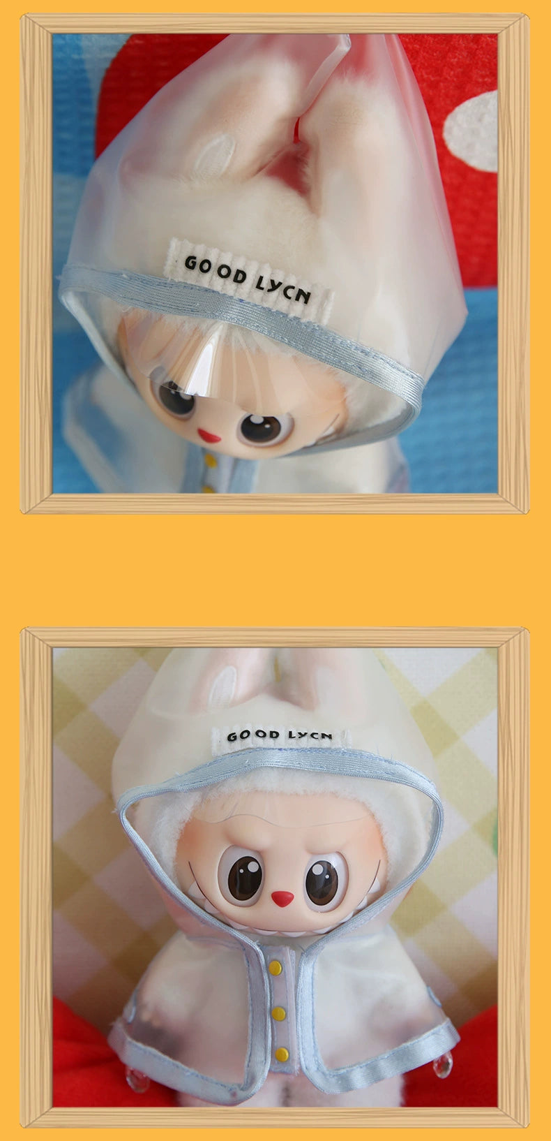 17cm LABUBU Transparent Raincoat | Doll Clothes | Without Shoes