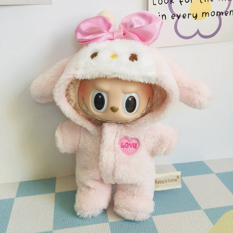 17cm Labubu My Melody Onesie - Cute Outfit for Keychain Doll Clothes Blind Box
