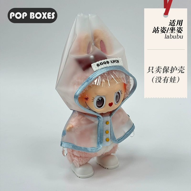 17cm Labubu Transparent Raincoat | Doll Clothes | Without Shoes
