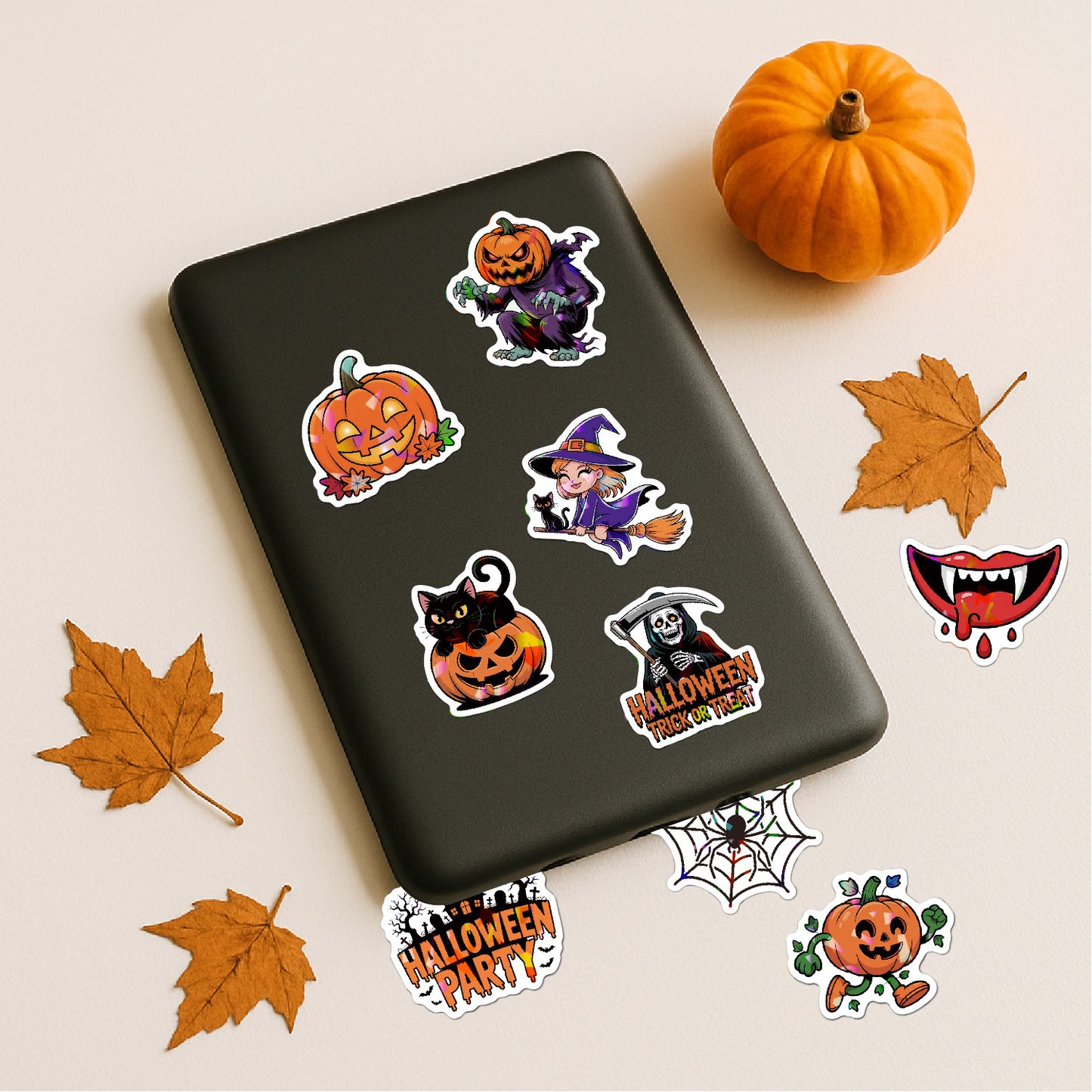2025 Halloween Stickers - Holographic Waterproof Decals for Cups, Party Gifts, Decor
