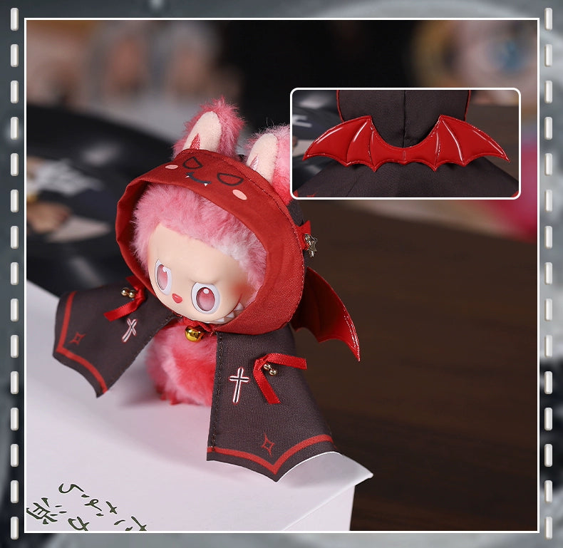 Labubu Halloween Outfit - Red Devil Wings & Headband 2-Piece Set for Vinyl Doll