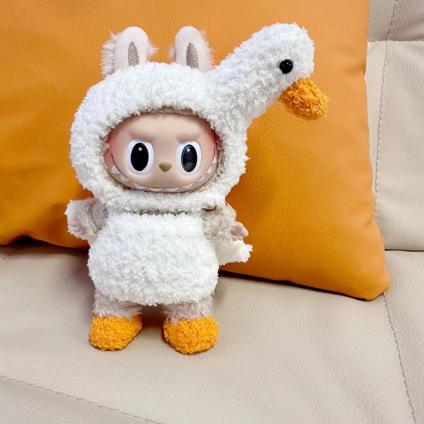 Handmade POP MART Labubu Doll Clothes - Pastel Swan & Goose Outfit for 17cm Vinyl Figures (No Doll Included)
