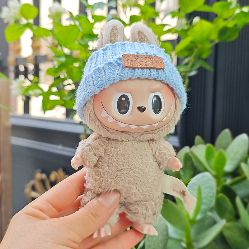 **Labubu Gen 1-3 Blind Box | 17cm Charm Hat, Doll Clothes & Plush Keychain Bag Accessories**