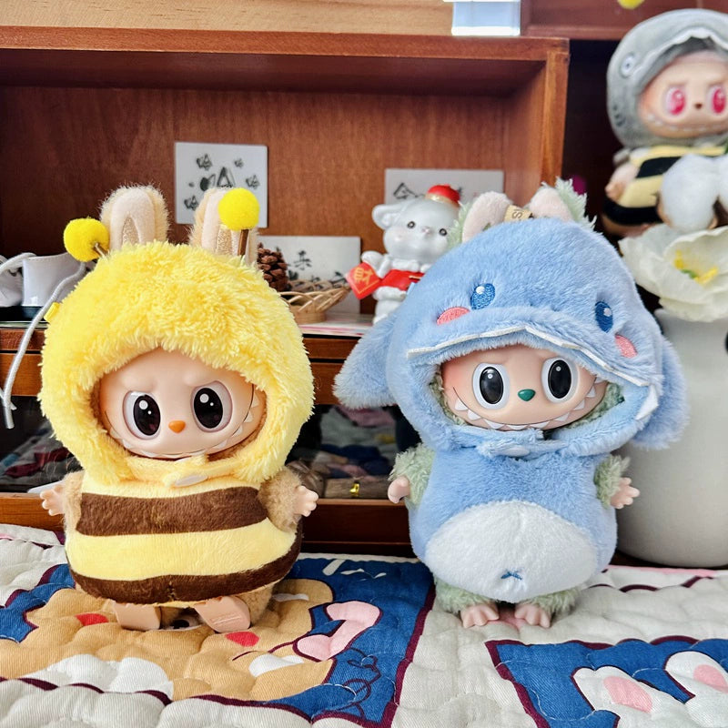Dinosaur/Bee/Shark 3D Outfit for Labubu Plush Dolls - Cotton Doll Clothes
