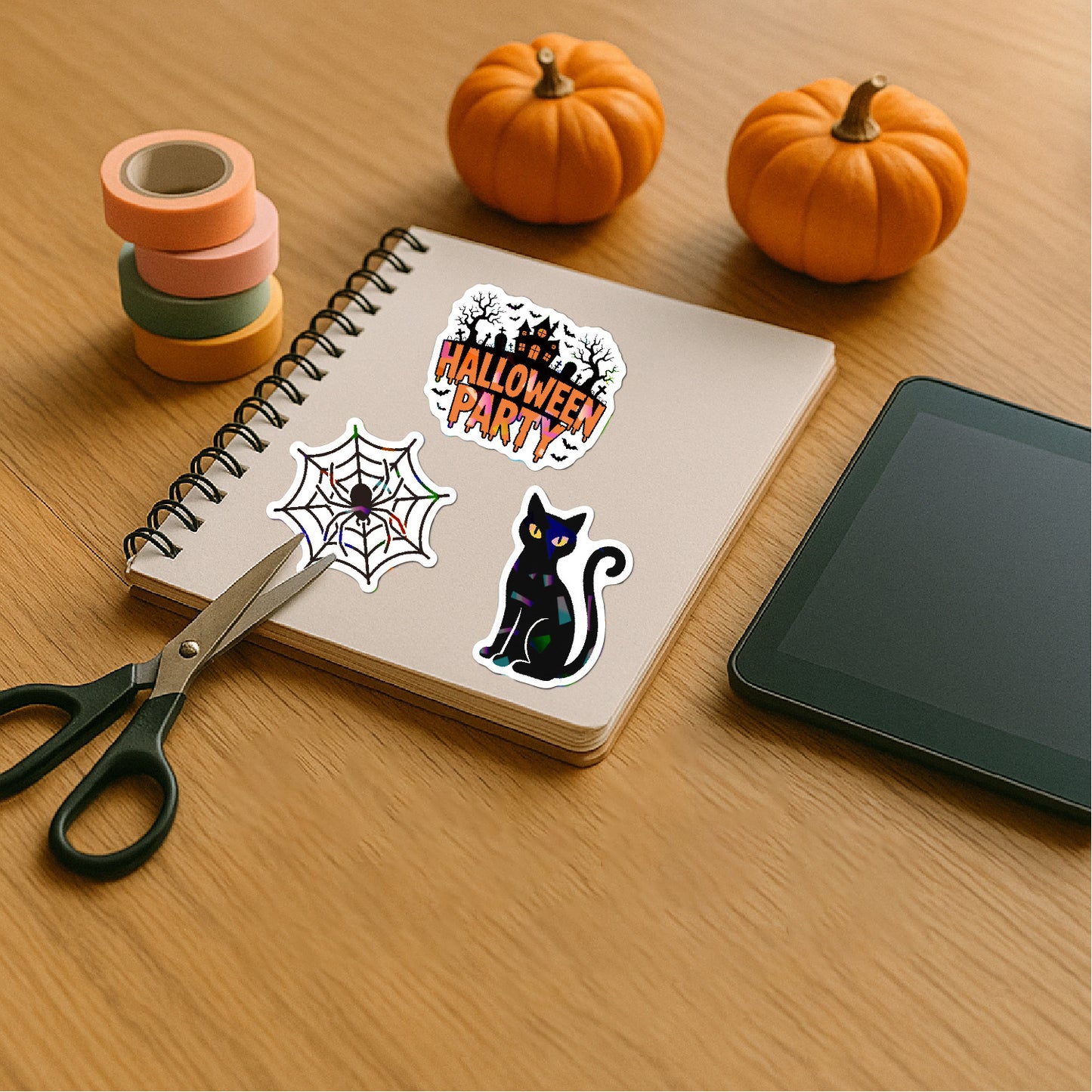 2025 Halloween Stickers - Holographic Waterproof Decals for Cups, Party Gifts, Decor