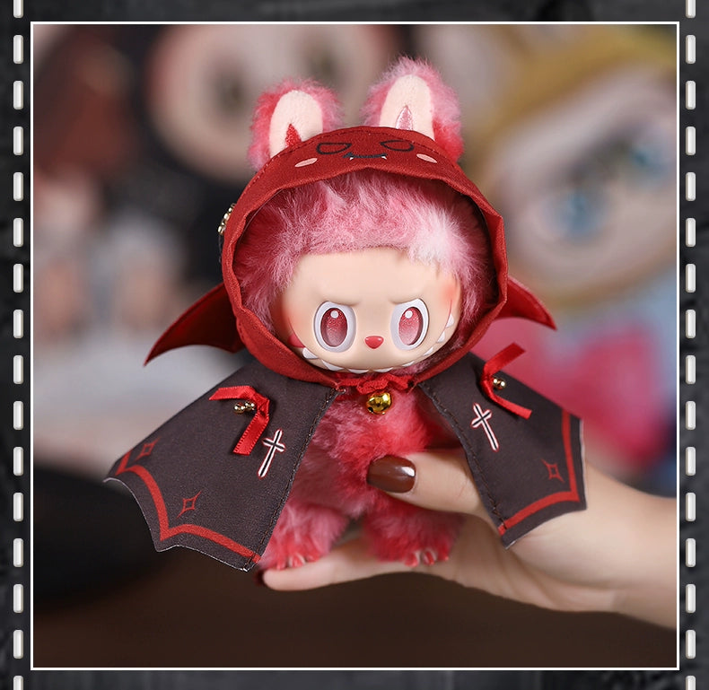 Labubu Halloween Outfit - Red Devil Wings & Headband 2-Piece Set for Vinyl Doll