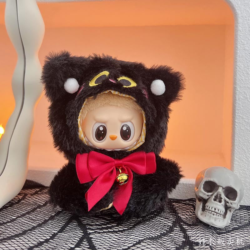 NEW 17cm Labubu Halloween Suit Set - Black Cat Shawl Cape (Fits Gen1/2)