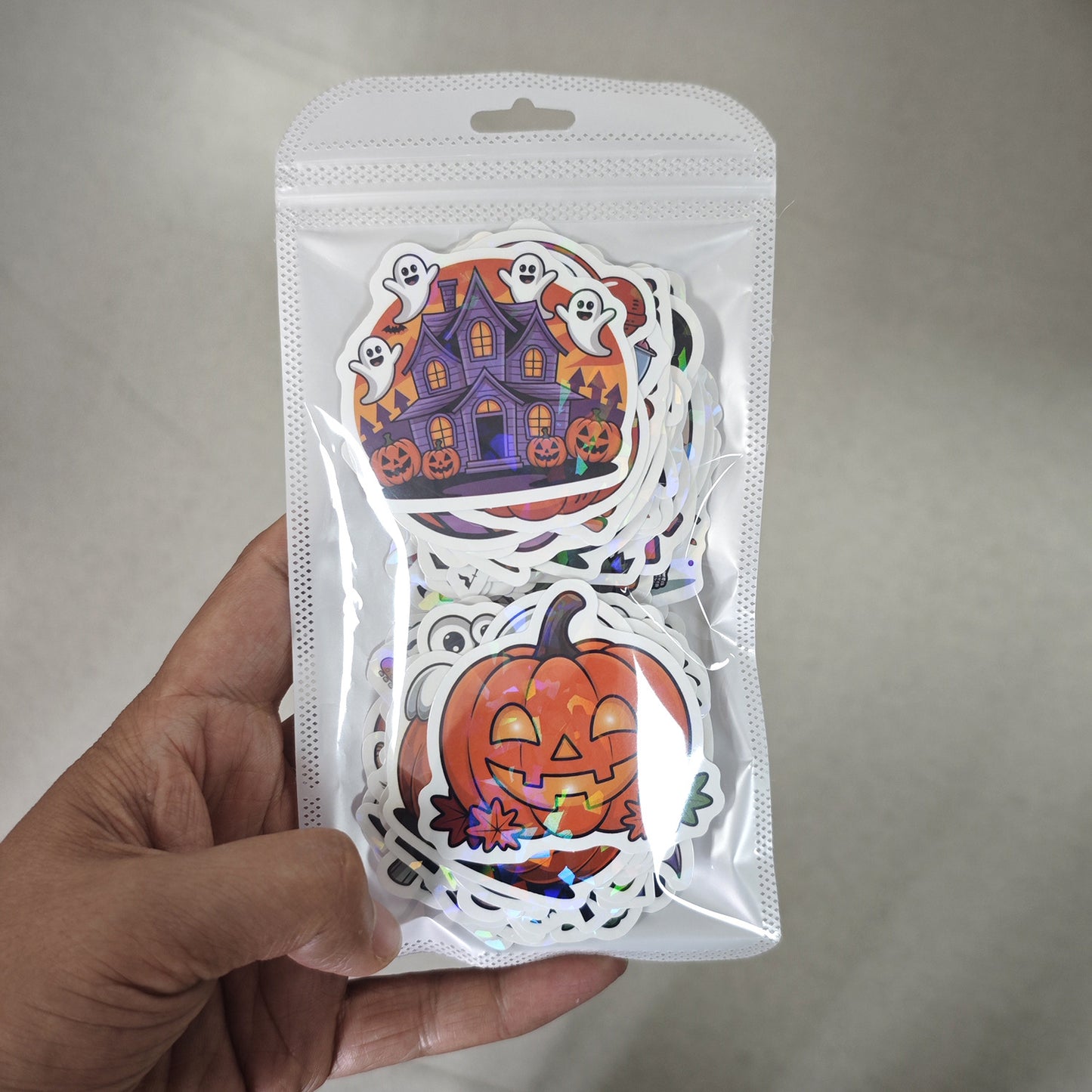 2025 Halloween Stickers - Holographic Waterproof Decals for Cups, Party Gifts, Decor