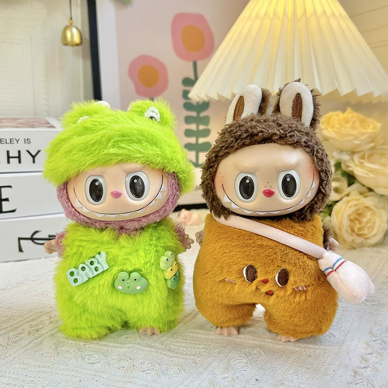 POP MART Labubu 17cm Doll Clothes - Cute Bear Bread Costume Set w/Keychain (No Doll Included) | Vinyl Figure Outfit