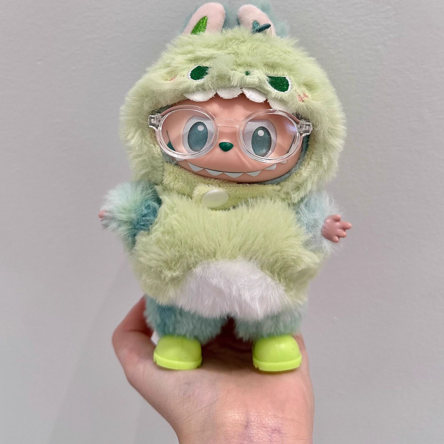 Labubu Green 3D Dinosaur Outfit - Plush Costume for Cotton Doll Change Clothes