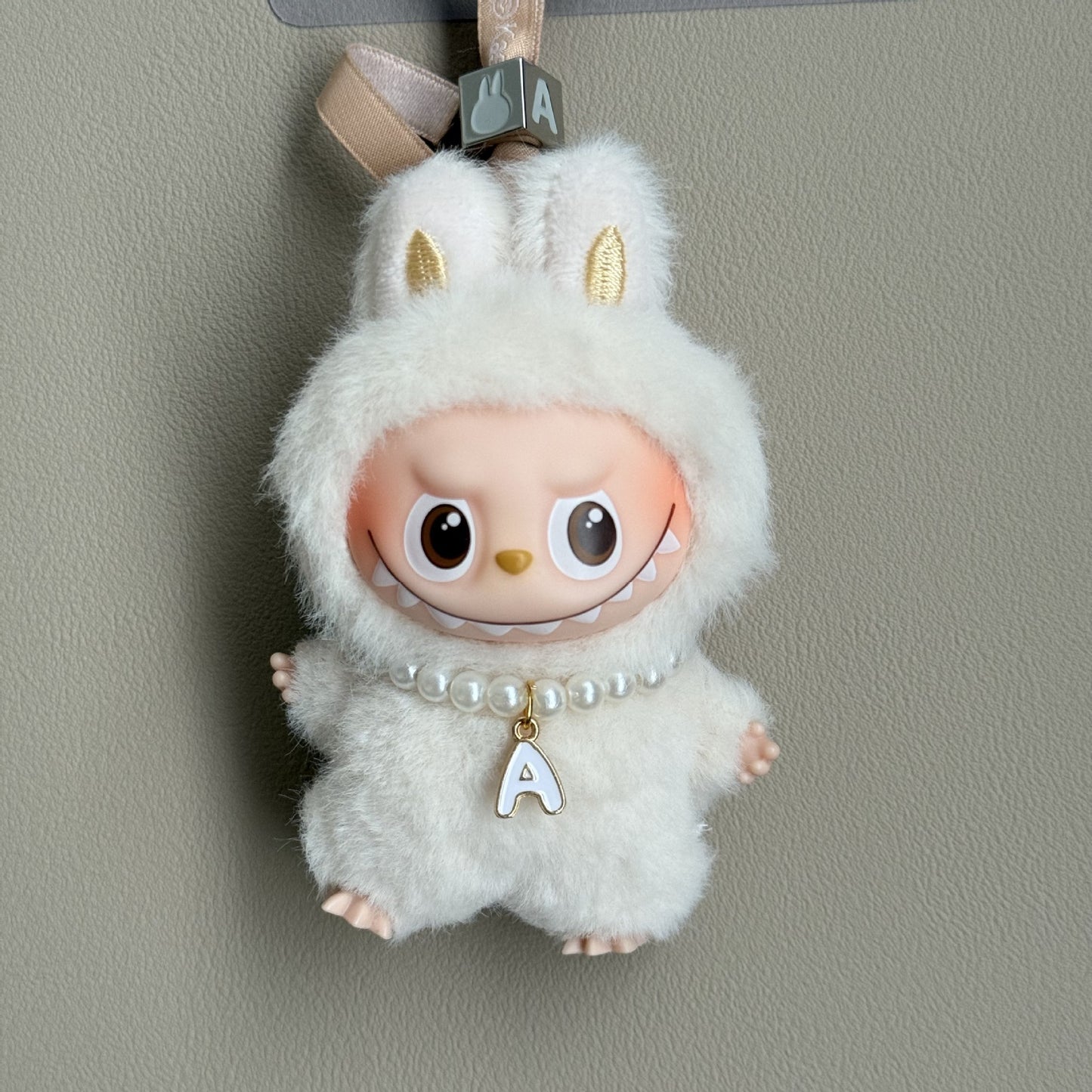 10.5cm Labubu 4th Gen Blind Box Mini Keychain Charms | 26-Letter Alphabet Pearl Necklace Accessory Set | Replacement Clothes Accessories for Collectible Vinyl/Plastic Dolls