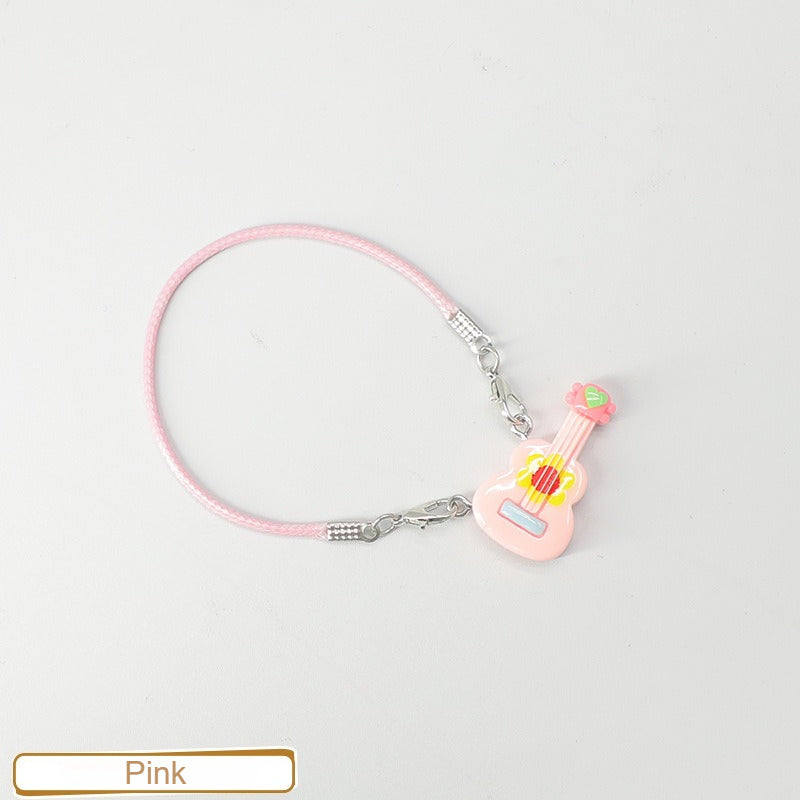 17cm Pop Mart Labubu Colorful Guitar Keychain | Vinyl Blind Box Figure with Musical Instrument Prop | Collectible Doll Accessory