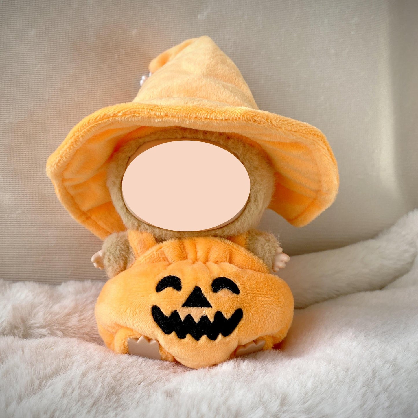 Halloween Outfits for LABUBU, Pumpkin Witch Cute 17cm Doll Clothes, Halloween Witch Hat and Pumpkin Jumpsuit