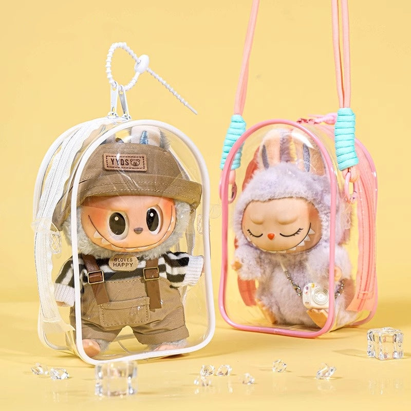 LABUBU Cotton Doll PVC Clear Itabag | Dustproof Carrier for Outings, Display & Charm Storage
