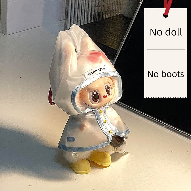 17cm Labubu Transparent Raincoat | Doll Clothes | Without Shoes
