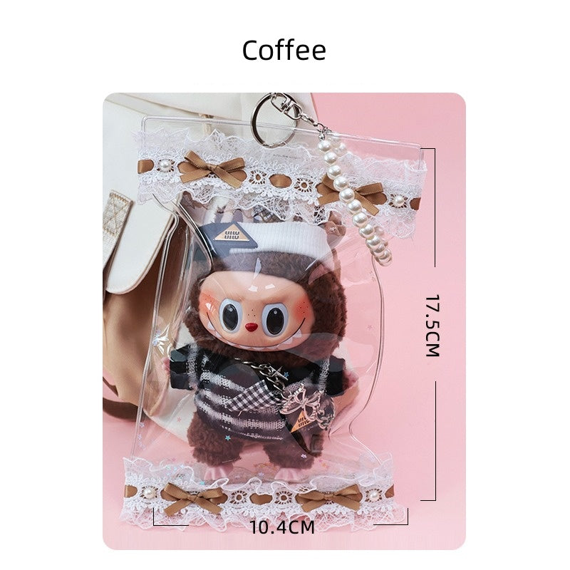 NEW Labubu 12cm Waterproof Case - Macaron Carrier w/ Lace Handle (Fits Gen1/2)