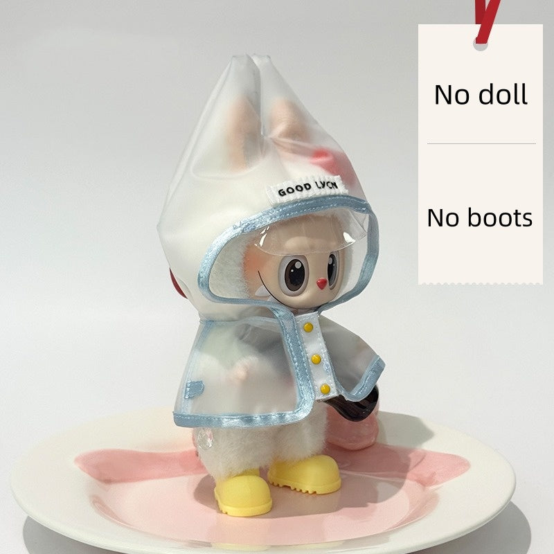 17cm Labubu Transparent Raincoat | Doll Clothes | Without Shoes
