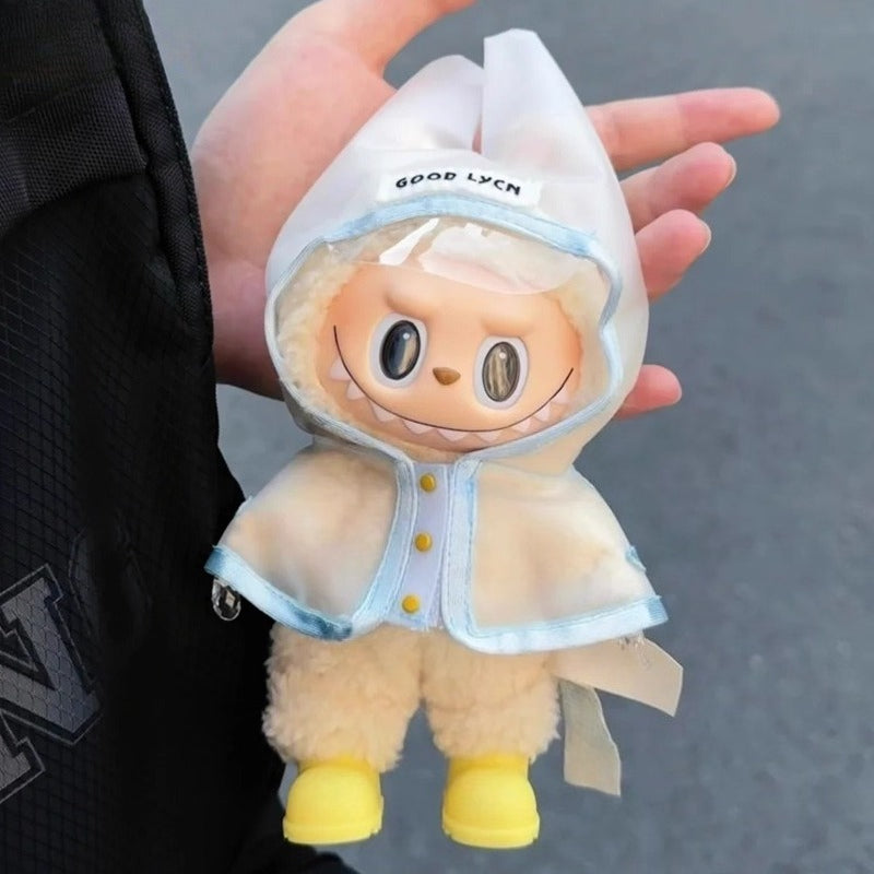 17cm LABUBU Transparent Raincoat Outfit | Clothes Only (No Doll & Shoes)