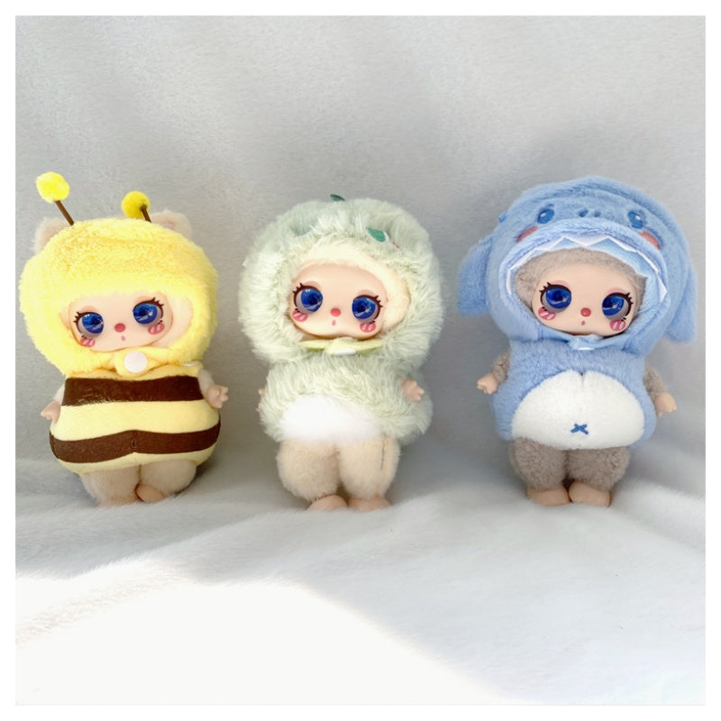 Kawaii Labubu Plush Keychain Outfit Set Dinosaur & Bee for 1st/2nd Gen Vinyl Dolls