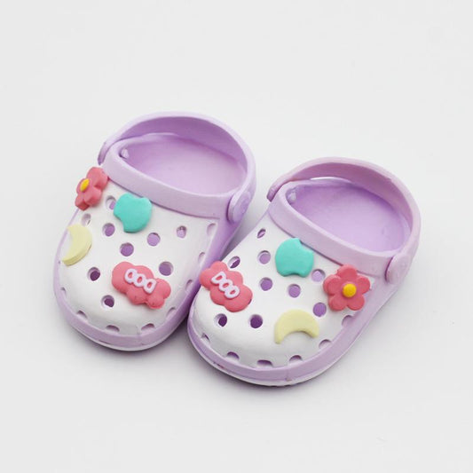 LABUBU Doll Accessories, POP MART 17cm Plush Doll Hole Shoes Length 5.5cm, Doll Slippers Beach Shoes Dress Up (Purple)