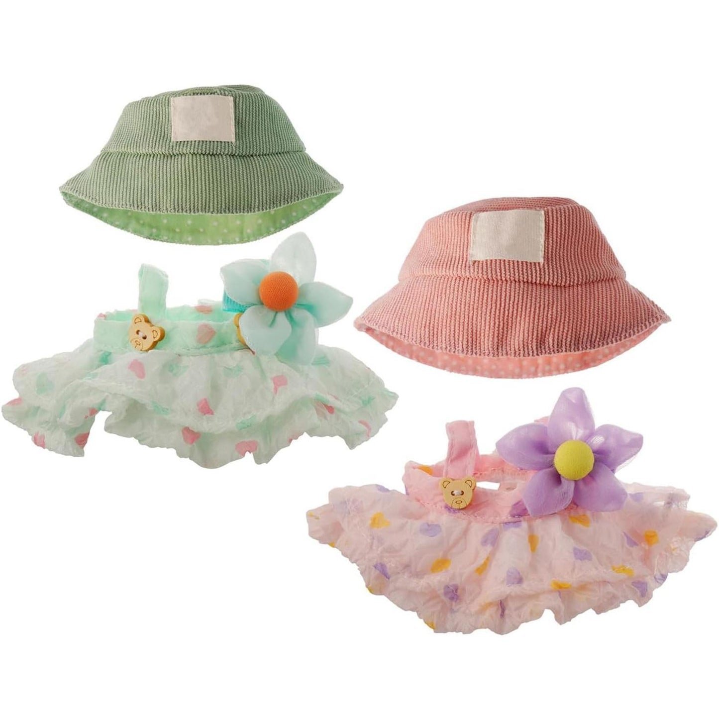 2PC LABUBU Clothes Set, Outfit Set by Hat & Skirt of Clothes Designer, Doll Clothes of Green/Purple, Cute Clothes for Dress up Unique Style