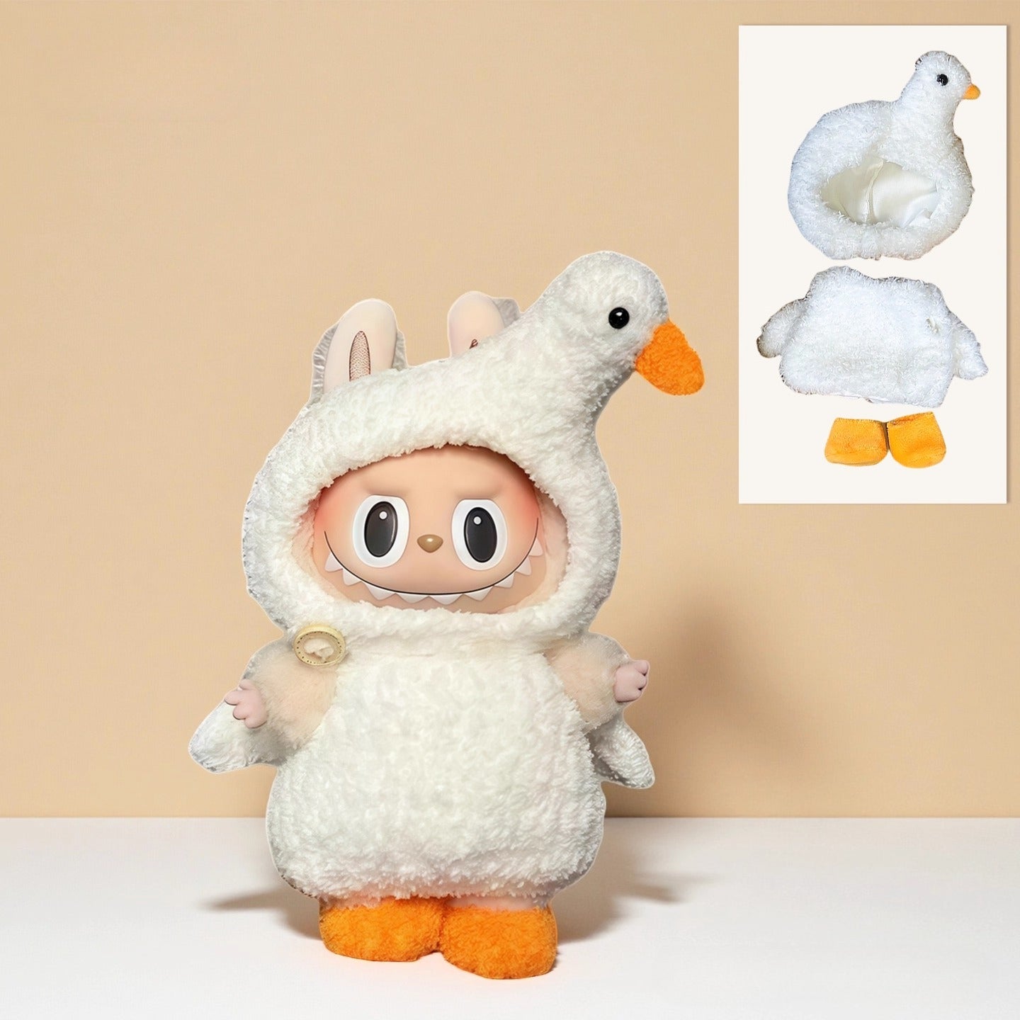 17cm Labubu Handmade Fried Shrimp Costume Set | Clothes Only for Vinyl/Plush Dolls (Gen 1-3)