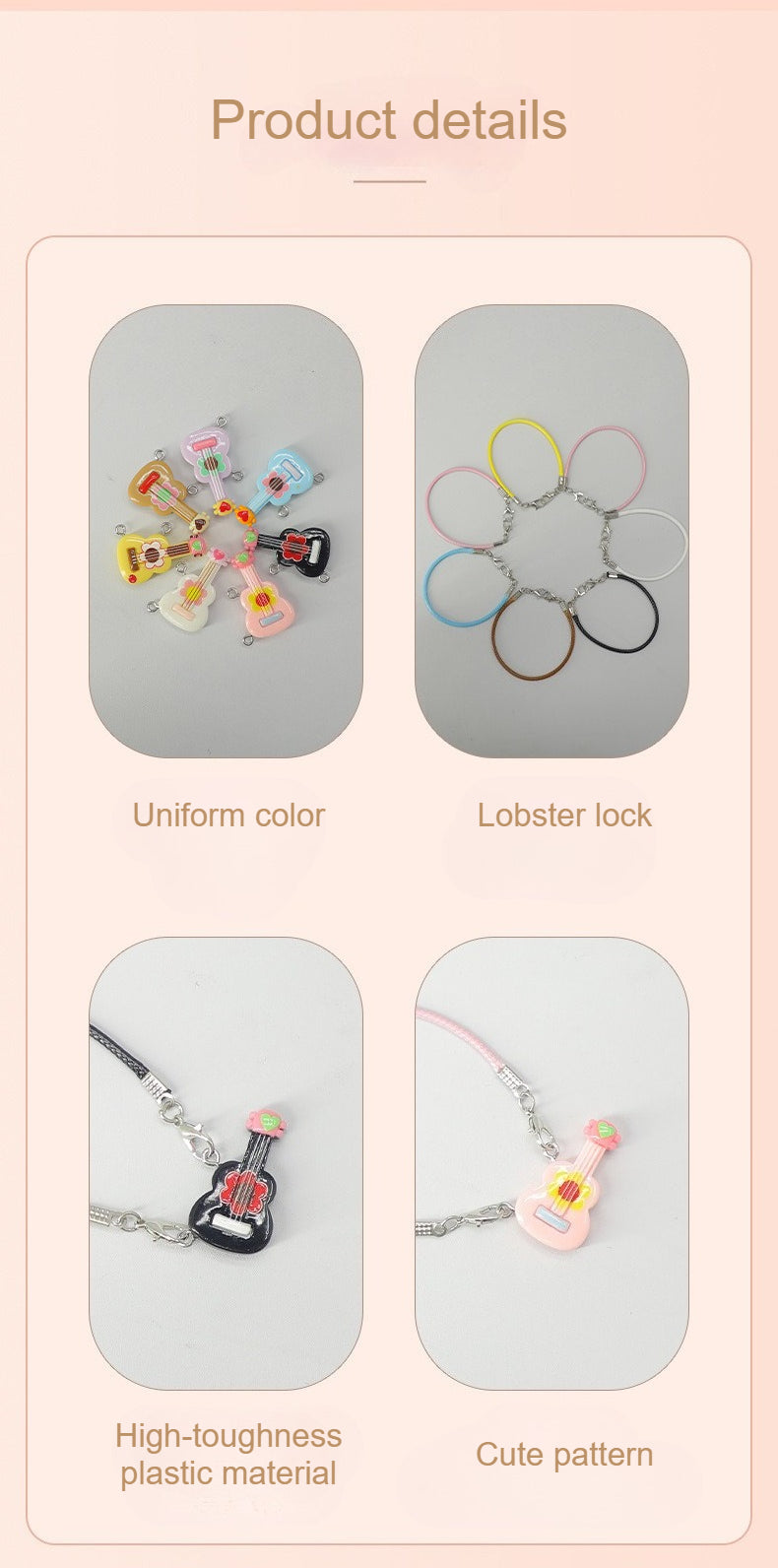 17cm Pop Mart Labubu Colorful Guitar Keychain | Vinyl Blind Box Figure with Musical Instrument Prop | Collectible Doll Accessory
