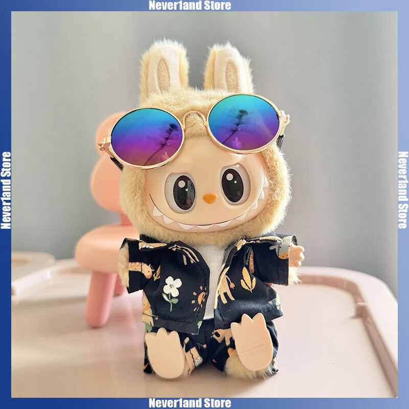 Labubu Plush Doll Clothes 15/17cm Beach Resort Overalls Idol V1 V2 Outfit