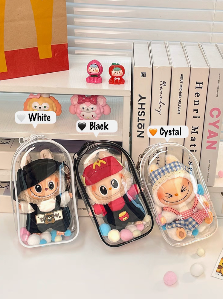 Fits 1,2,3 LABUBU Transparent Display Protector Bag w/ Keychain - NO DOLL