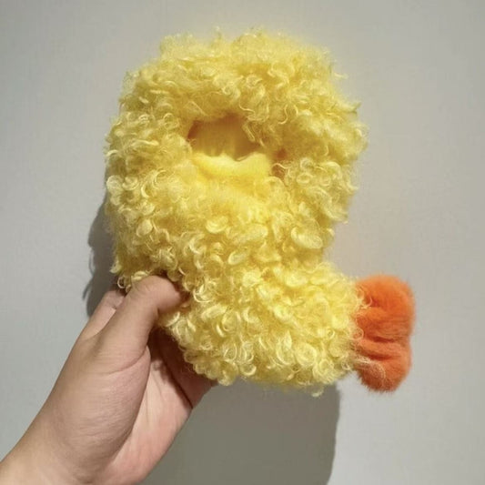 Cute LABUBU Doll Outfit Fried Shrimp Style Yellow Fluffy Coat Perfect For Decor - No Doll