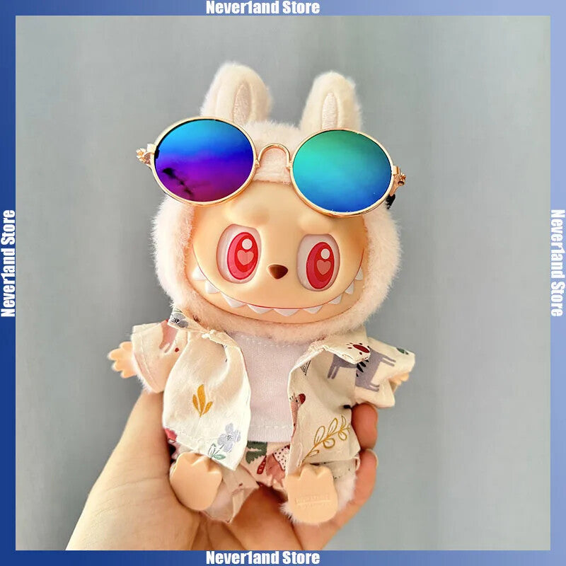 Labubu Plush Doll Clothes 15/17cm Beach Resort Overalls Idol V1 V2 Outfit