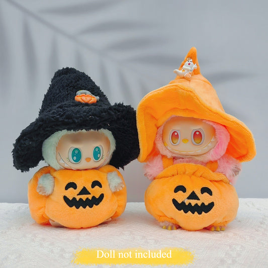 17cm Labubu Halloween Pumpkin & Christmas Devil Outfit | Vinyl Replacement Clothes with Horns & Tail for Collectible Dolls