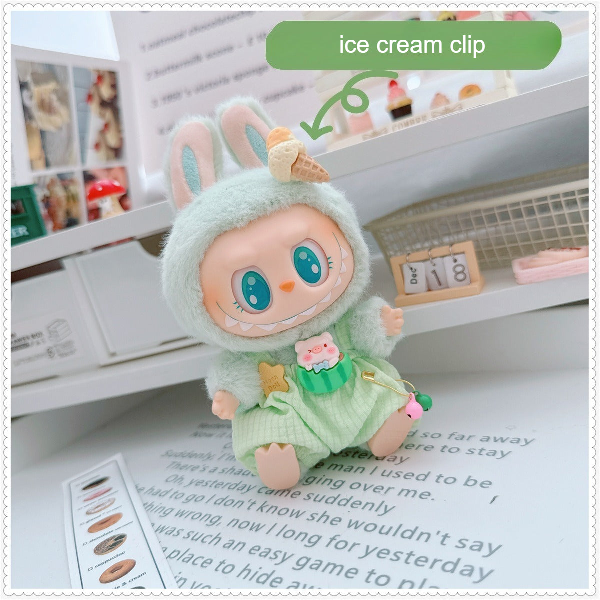 17cm Labubu Macaron Outfit - Blushing Face Vinyl Doll Clothes Change Costume