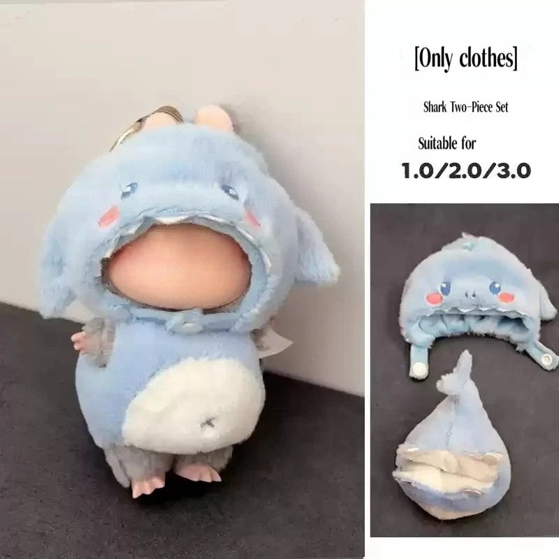 Labubu Dinosaur Outfit Set - 3D Vinyl Costume for Eye-Pleasing Series Dolls