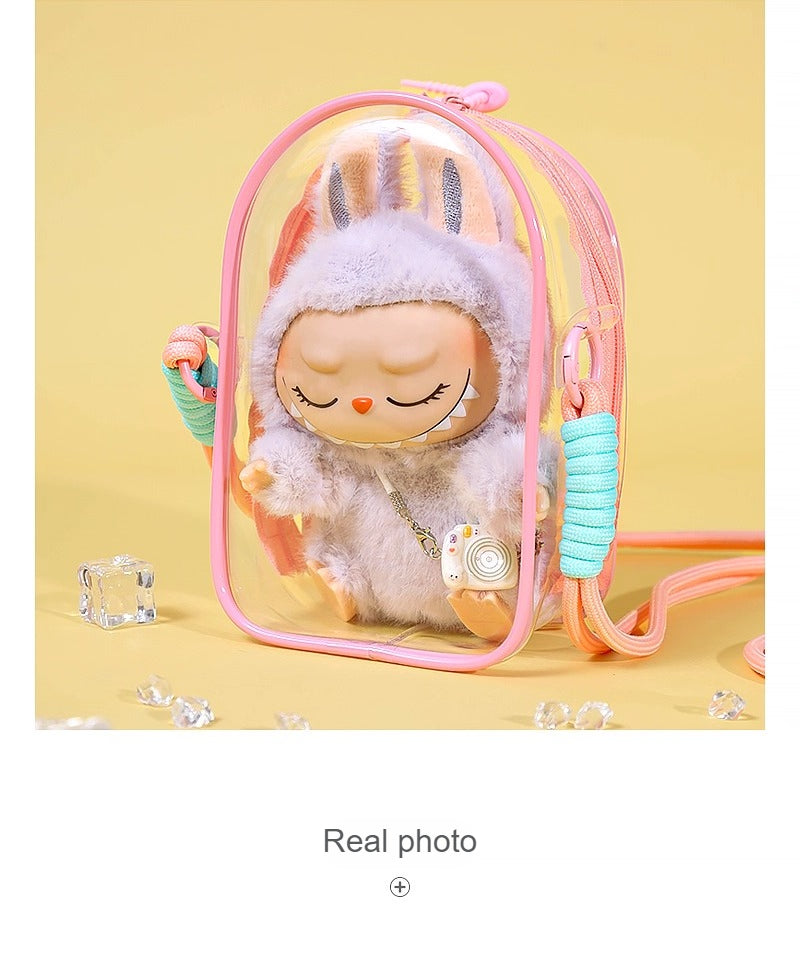 LABUBU Cotton Doll PVC Clear Itabag | Dustproof Carrier for Outings, Display & Charm Storage