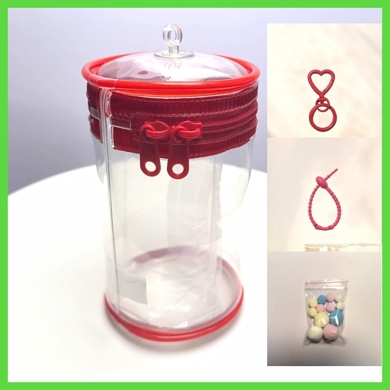 16cm Cotton Doll Mini Can Bag | Thickened Cylindrical Acrylic Case | High-Definition Transparent Dust-Proof Storage & Carry Bag for Dolls