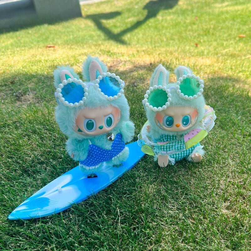 POP MART Labubu Doll Swimsuit Set - Summer Vacation Outfit w/Green Float for Gen 1/2/3 Vinyl Figures 17cm (No Doll Included)