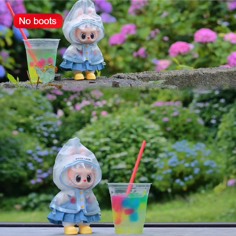 Labubu Raincoat Outfit Set - Waterproof Clothes for Keychain Doll Change (No Boots)