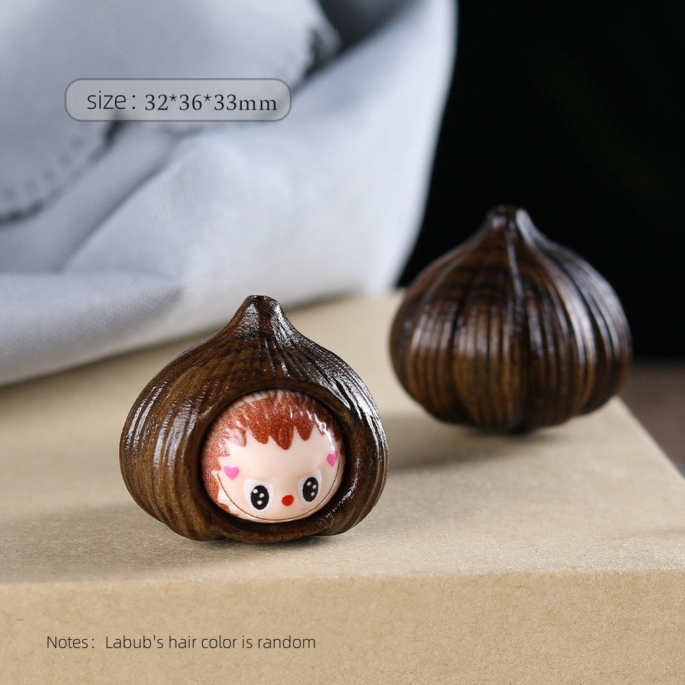 LABUBU Handmade Wooden Pendant - Chestnut Shaped Agarwood Phone Chain