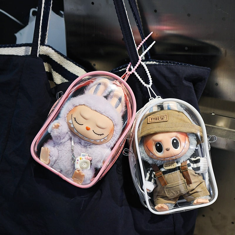 LABUBU Cotton Doll PVC Clear Itabag | Dustproof Carrier for Outings, Display & Charm Storage